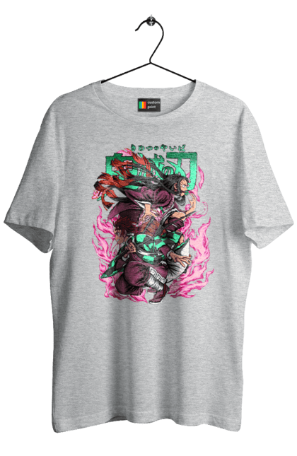 Men's t-shirt with prints Demon Slayer Tanjiro. Anime, demon slayer, kamado tanjiro, manga, tanjiro. 2070702