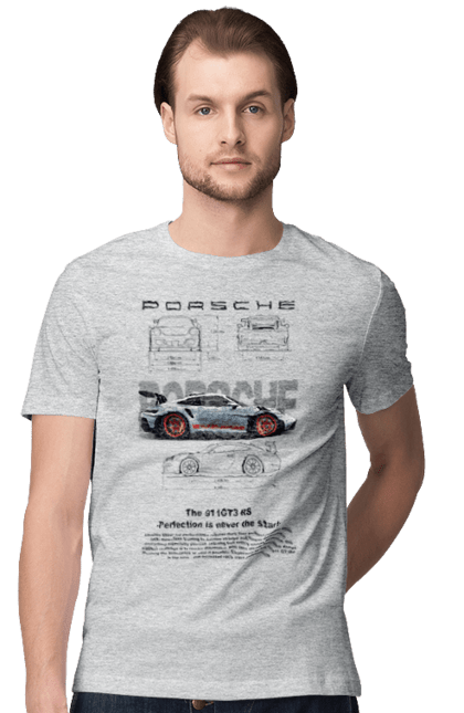 Men's t-shirt with prints Porsche 911 GT3 RS. Auto, automobile, car, porsche, porsche 911, sport, sports car. 2070702