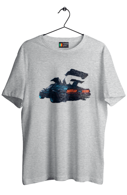 Футболка чоловіча з принтом "DeLorean назад у майбутнє". Автомобіль, делореан, з фільму. 2070702