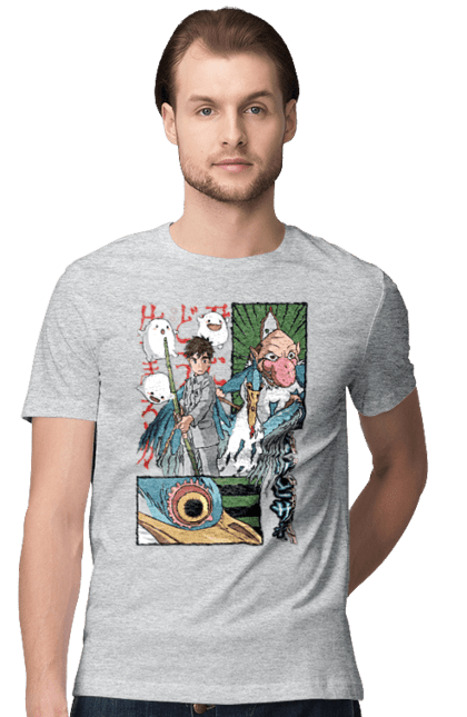 Men's t-shirt with prints The Boy and the Heron. Boy and bird, cartoon, ghibli, japan, miyazaki, studio ghibli. 2070702