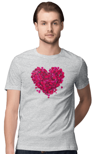 Футболка чоловіча з принтом "Серце З Пелюсток Троянди". Пелюстки, серце, троянда. 2070702