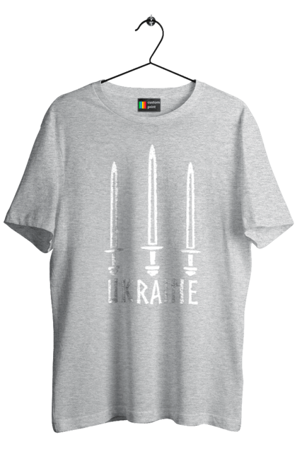 Men's t-shirt with prints Ukraine three swords. Sword, three swords, ukraine, weapon. CustomPrint.market