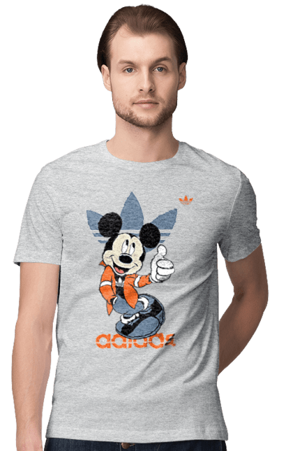 Футболка чоловіча з принтом "Adidas Міккі Маус". Adidas, mickey mouse, адідас, дісней, міккі, міккі маус, мультфільм. 2070702