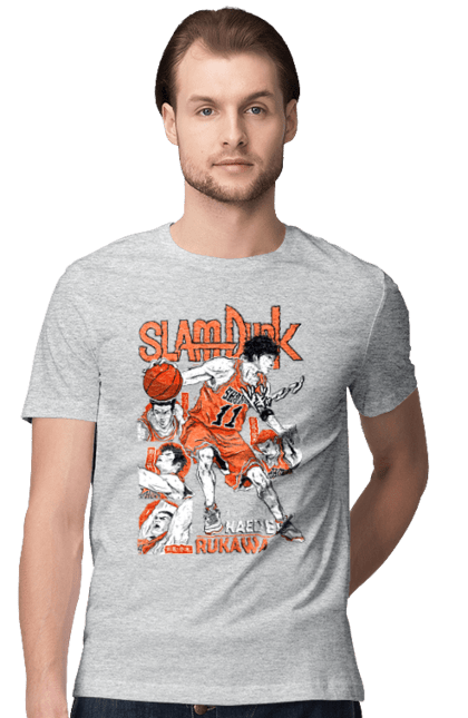 Men's t-shirt with prints Slam Dunk Kaede Rukawa. Anime, basketball, comedy, kaede rukawa, manga, school, shonen, slam dunk, sports anime. 2070702