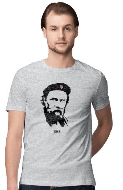 Футболка чоловіча з принтом "Шевченко". Берет, кобзарь, тарас, украина, шевченко. 2070702