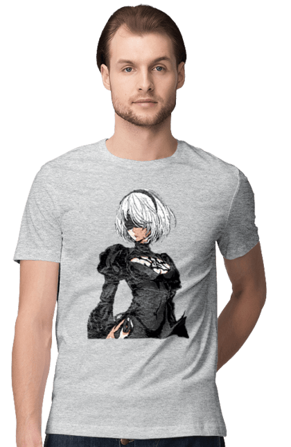 Men's t-shirt with prints Nier: Automata 2B. Character, executioner, game, nier: automata, platinum games, video game, yorha. 2070702