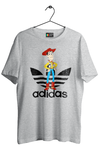 Футболка мужская с принтом Adidas Вуди. Adidas, toy story, woody, адидас, вуди, история игрушек, мультфильм. 2070702