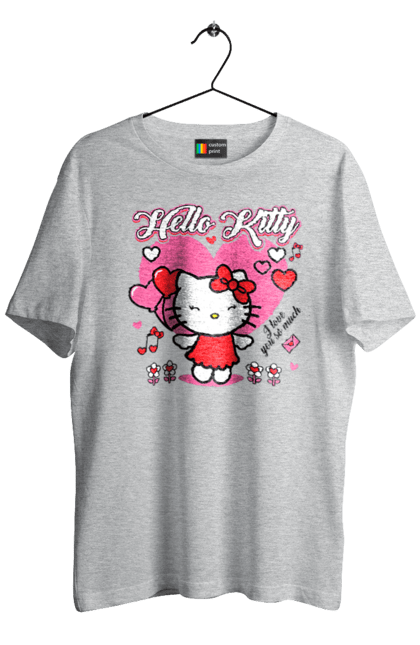 Футболка чоловіча з принтом "Хелло Кітті". Hello kitty, бренд, кіт, кошеня, персонаж, хелло кітті. 2070702