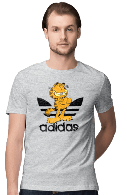 Футболка чоловіча з принтом "Adidas Гарфілд". Adidas, garfield, адідас, гарфілд, голод, кінокомедія, кіт, комедія, фільм. 2070702