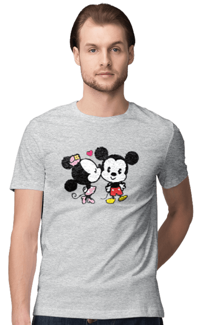 Футболка чоловіча з принтом "Міккі Маус та Мінні Маус". Mickey mouse, minnie mouse, дісней, міккі, міккі маус, мінні маус, мультфільм. 2070702