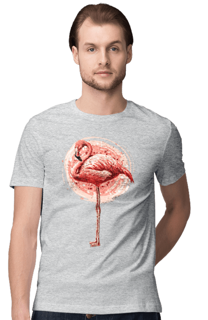 Men`s t-shirt with prints Flamingo Art. Animal, flamingo, pink flamingo. 2070702