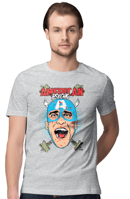 Men's t-shirt with prints American Psycho. American psycho, book, captain america, movie. 2070702