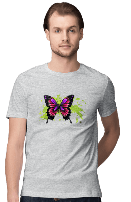 Футболка чоловіча з принтом "Рожевий Метелик". Метелик. 2070702