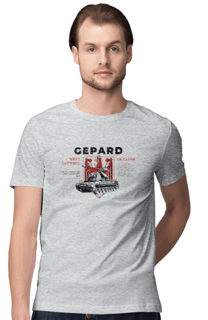 Men`s t-shirt with prints Gepard. Cheetah, f16, howitzer, industrious, nasams, stinger, suzanne, zuzana. 2070702