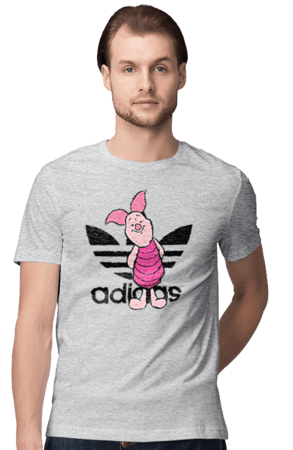 Футболка мужская с принтом Adidas Пятачок. Adidas, piglet, адидас, винни-пух, мультфильм, пятачок. 2070702