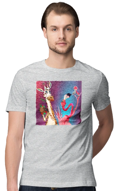 Giraffe And Flamingo At The Party