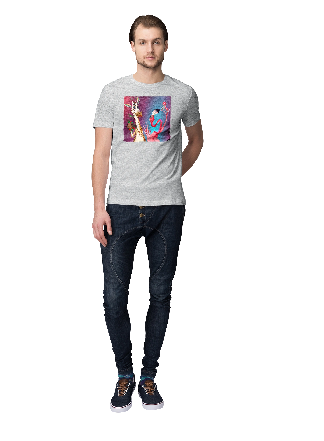 Giraffe And Flamingo At The Party