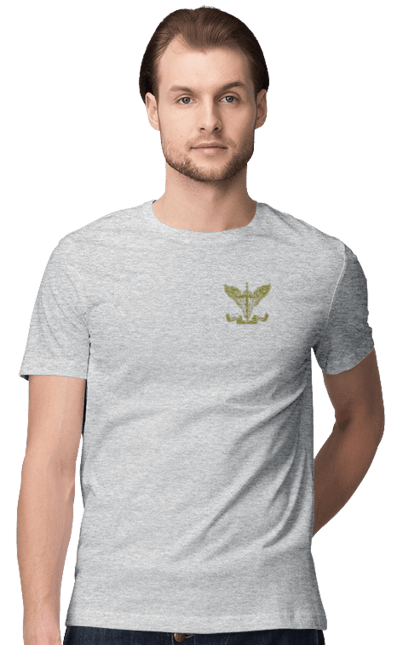 Футболка чоловіча з принтом "Десантно штурмові війська України". Армійська, військова, емблема, мілітарі, хакі. 2070702