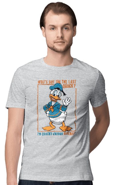 Футболка мужская с принтом Дональд Дак. Disney, donald duck, дисней, дональд дак, мультсериал, мультфильм. 2070702