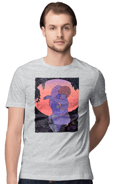 Футболка чоловіча з принтом "Фіолетові Дівчата Обіймаються". Захід, обійми. 2070702