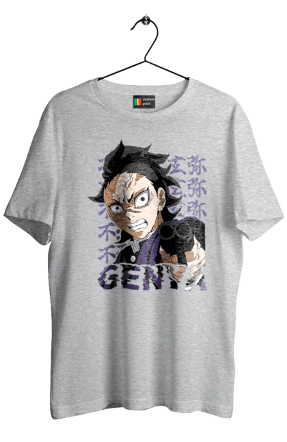 Men's t-shirt with prints Demon Slayer Genya Shinazugawa. Anime, demon slayer, genya, genya shinazugawa, kimetsu no yaiba, manga, аниме, истребитель демонов, манга. 2070702