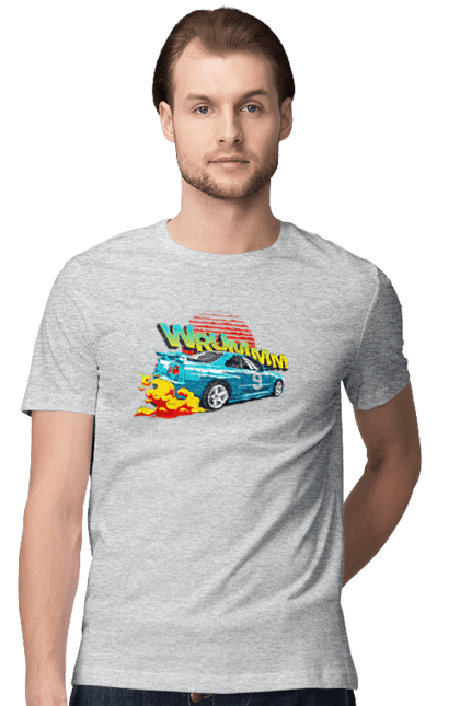 Men`s t-shirt with prints Auto. Auto, drift, into the fire, money, speed, sport, sports cars, streets. 2070702
