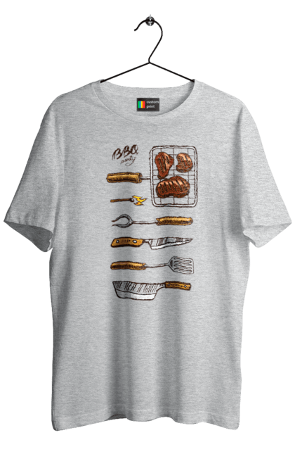 Футболка чоловіча з принтом "Барбекю Паті". Барбекю, м`ясо, смажити. 2070702