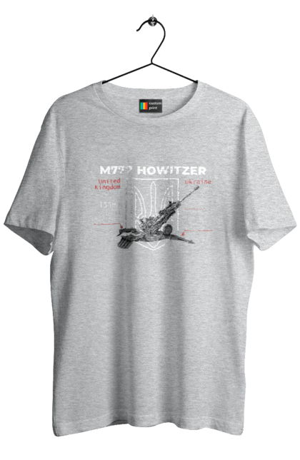 Футболка чоловіча з принтом "155 мм гаубиця M777". Archer, bayraktar, himars, javelin, m777, patriot, weapon, zaluzhny, гаубиця. 2070702