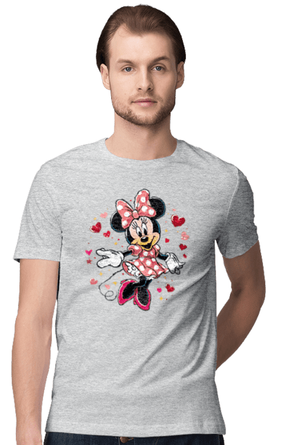 Футболка чоловіча з принтом "Мінні Маус". Mickey mouse, minnie mouse, дісней, для дівчат, міккі, міккі маус, мінні маус, мультфільм. 2070702