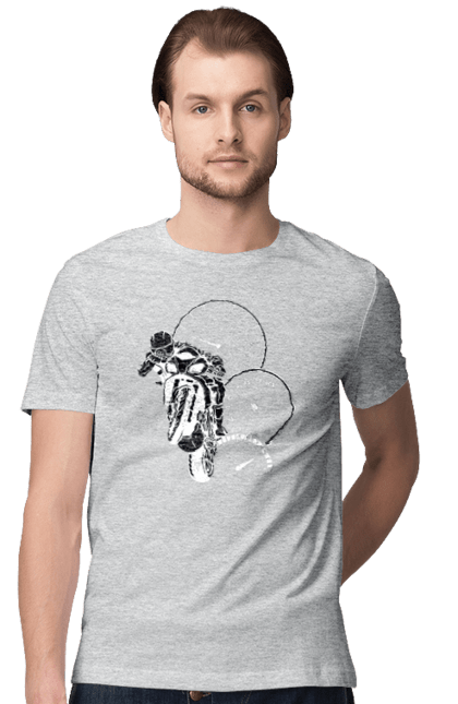 Футболка мужская с принтом Мотоцикл И Скорость Белый. Мото, мотоцикл, скорость. 2070702