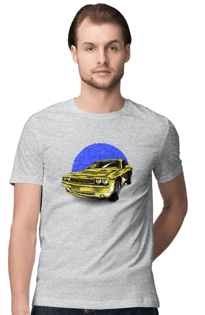 Футболка чоловіча з принтом "Український спорткар". Авто, додж челенджер, маслкар, машина, потужне авто, спорткар, український спорткар, швидкість. 2070702