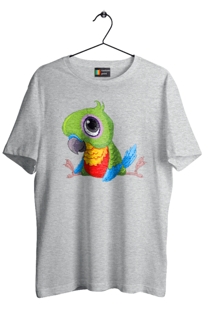 Men`s t-shirt with prints Lovebird. Nicely, parrot. 2070702
