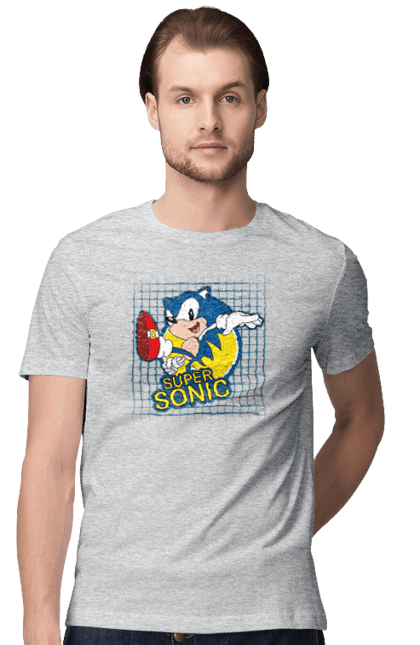 Футболка чоловіча з принтом "Сонік". Sega, sonic, sonic the hedgehog, відеогра, комікс, мульстеріал, сонік, талисман. 2070702