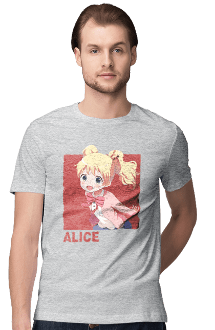 Футболка чоловіча з принтом "Золота мозаїка Аліса Картелет". Alice cartelet, anime, kiniro mosaic, kinmoza, manga, аліса, аліса картелет, аніме, золота мозаїка, манга. 2070702