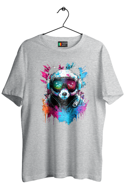 Футболка чоловіча з принтом "Панда в VR шолом". Віртуальна реальність, гік, панда, персонаж, шолом. 2070702