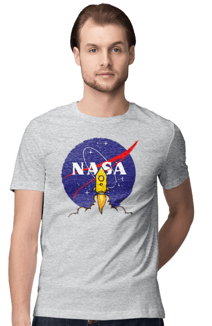 Футболка чоловіча з принтом "NASA". Авіація, астронавтика, дослідження, космічний, космонавтика, космос, наука, повітроплавання, політ, ракета, сша, технології. futbolka.stylus.ua