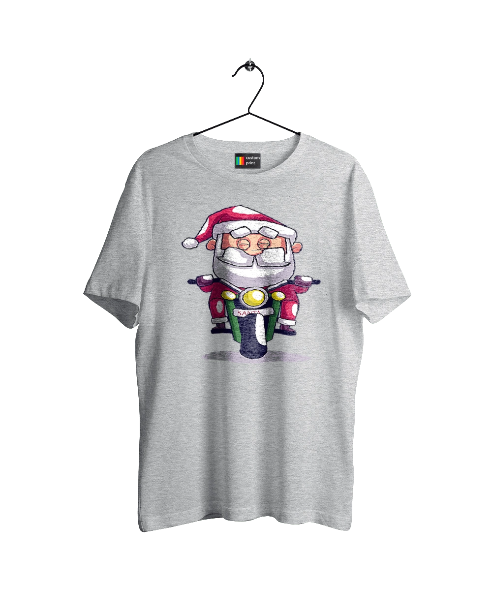 Счастливый санта на мотоцикле