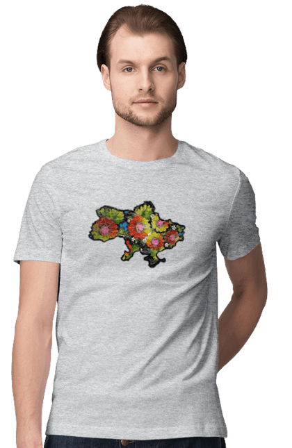 Футболка чоловіча з принтом "Справжня Україна". Барви, квіти, кольрі, краса, лепестки, листя, настрій, справжня україна. 2070702