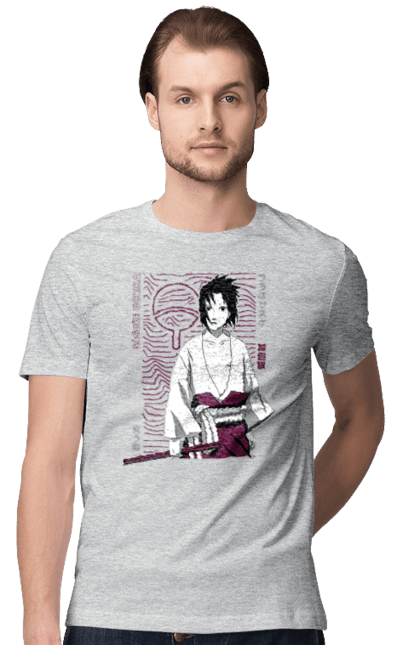 Футболка чоловіча з принтом "Наруто Саске Учіха". Naruto, sasuke, sasuke uchiha, аніме, команда 7, команда номер 7, манга, наруто, саске, саске учіха. 2070702