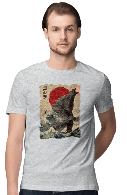 Men's t-shirt with prints Godzilla. Dinosaur, godzilla, japan, kaiju, movie, mutant. 2070702