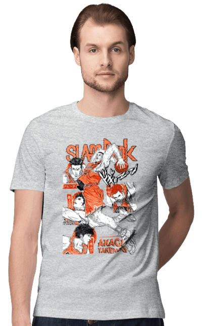 Men's t-shirt with prints Slam Dunk Takenori Akagi. Anime, basketball, comedy, manga, school, shonen, slam dunk, sports anime, takenori akagi. 2070702