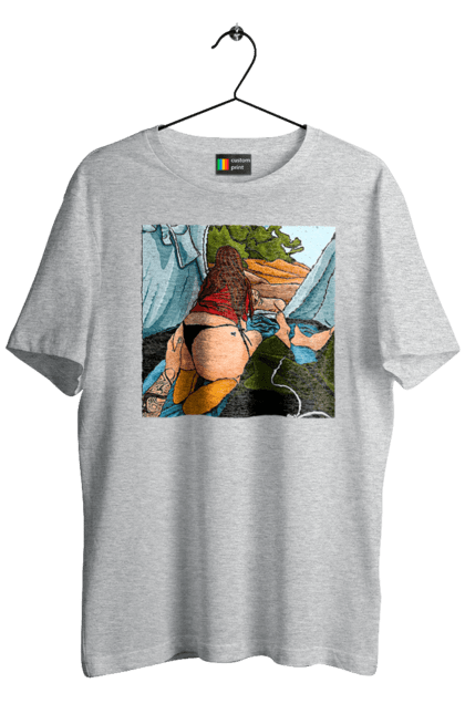 Футболка чоловіча з принтом "Відпочинок З Улюбленою У Палатці". Відпочинок, жопа, палатка, собака. 2070702