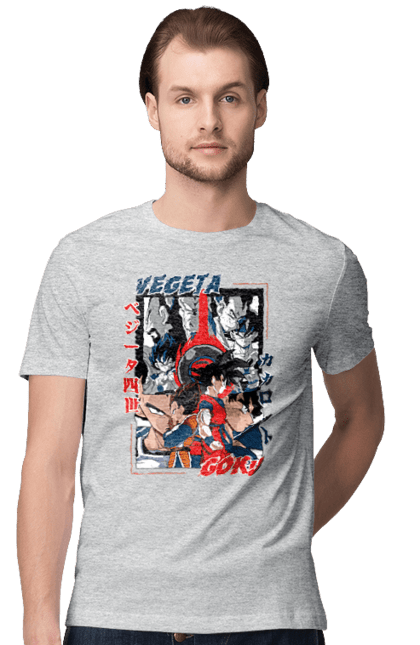 Men's t-shirt with prints Dragon Ball. Anime, dragon ball, goku, manga, tv series, vegeta. 2070702