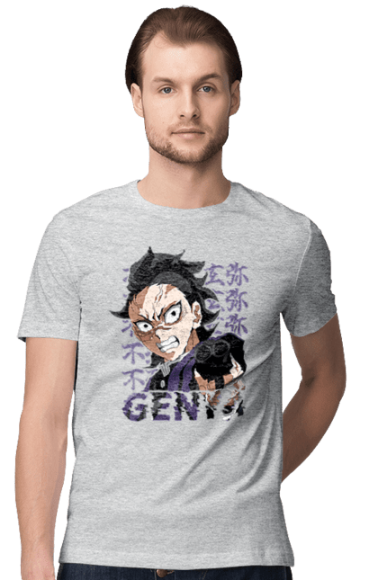 Men's t-shirt with prints Demon Slayer Genya Shinazugawa. Anime, demon slayer, genya, genya shinazugawa, kimetsu no yaiba, manga, аниме, истребитель демонов, манга. 2070702