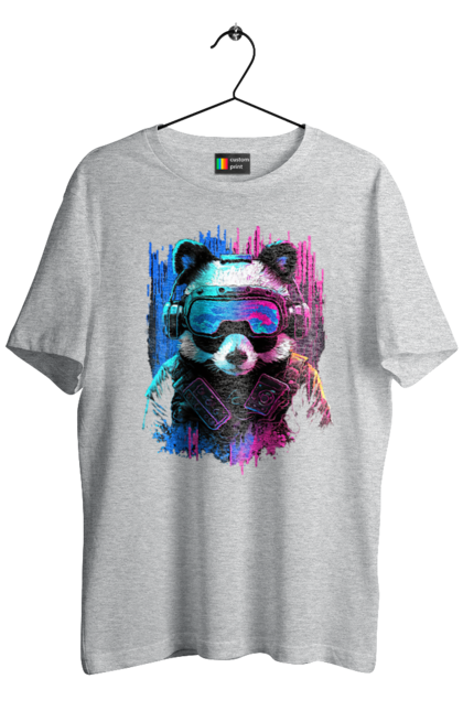 Футболка чоловіча з принтом "Панда в VR шолом". Віртуальна реальність, гік, панда, персонаж, шолом. 2070702