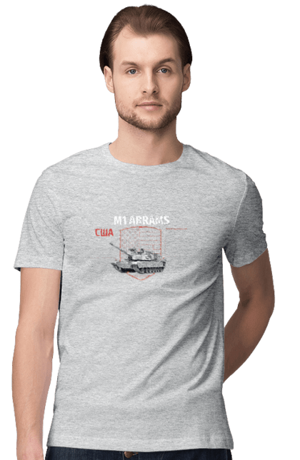 Men`s t-shirt with prints M1 Abrams. Abrams, industrious, m1 abrams, tank, weapon. 2070702