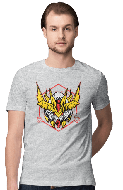 Men's t-shirt with prints Gundam Barbatos Lupus Rex. Anime, asw g 08, barbatos lupus rex, game, gundam, manga, robot, video game, war. 2070702