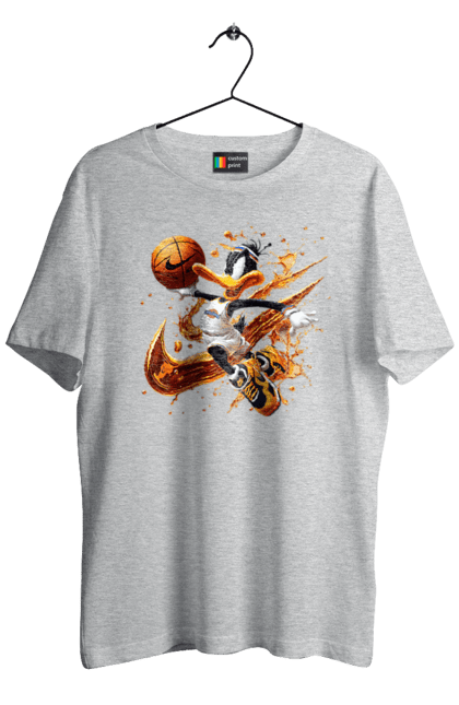 Футболка мужская с принтом Даффи Дак Nike. Daffy duck, looney tunes, merrie melodies, nike, warner brothers, даффи дак, мультфильм, персонаж, утка даффи. 2070702