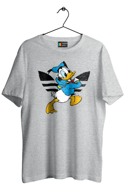 Футболка мужская с принтом Adidas Дональд Дак. Adidas, daisy duck, donald duck, адидас, дейзи дак, дональд дак, мультсериал, мультфильм. 2070702