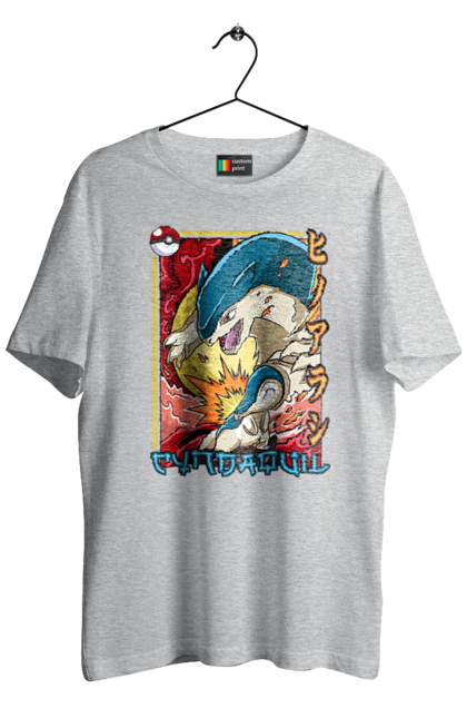 Men's t-shirt with prints Pokemon Cyndaquil. Cyndaquil, nintendo, pokemon, pokemon go. 2070702